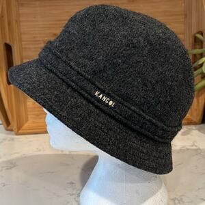 Kangol wool blend bucket fedora lowrider hat 90s black gray marled bucket hat